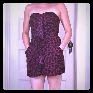 Express pink and black strapless romper sz 2